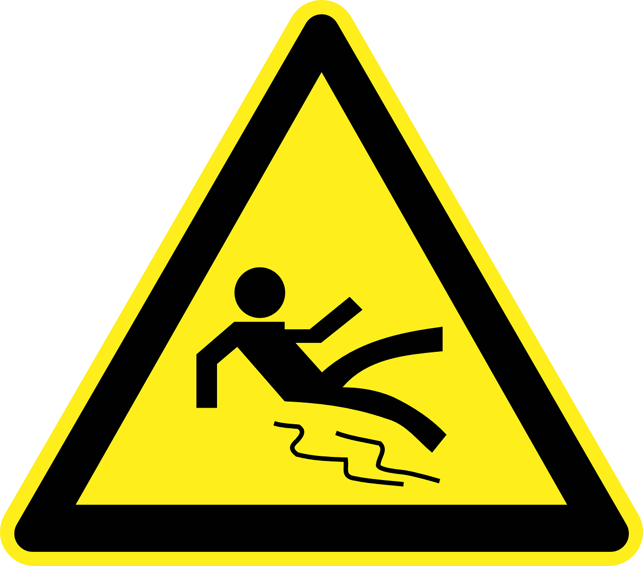 Wet floor sign of person slipping over