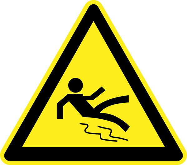 Wet floor sign of person slipping over